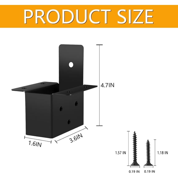 16 Pcs Pergola Post Top Rafter Kit for 2x4 Wood, Heavy Duty Carbon Steel Deck Railing with Screws for Gazebo Sunroom Carport