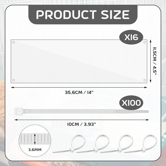 16 Pcs Pet Cage Liner 14'' x 4.5''  Side  Sheets with Holes for Small Animals