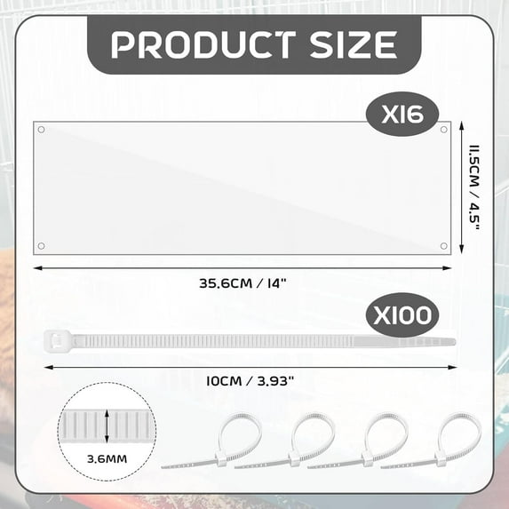 16 Pcs Pet Cage Liner 14'' x 4.5'' Side Sheets with Holes for Small Animals