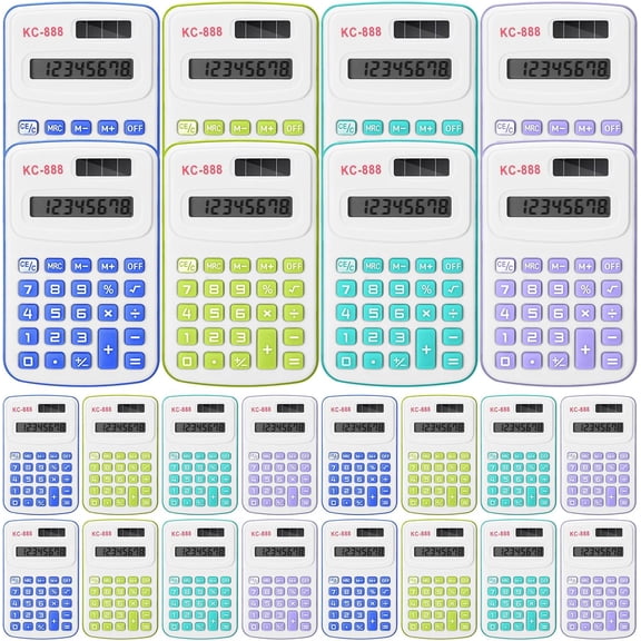 16 Pcs Pocket Calculator Gift for Students Bulk Mini Handheld Calculator Basic Standard Calculators with Button Battery 8 Digit Display for School Office Home(Assorted Colors)
