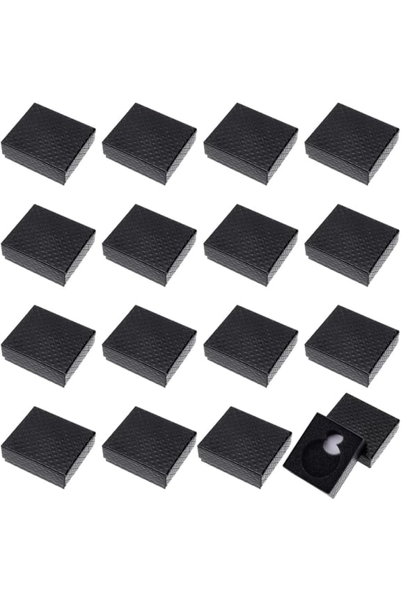 16 Pcs Pocket Watch Display Box Black Rhombus Textured Watch Packaging Boxes Pocket Watch Gift Box for Business Trips Travel 3.15x2.75x1.18 Inch Black