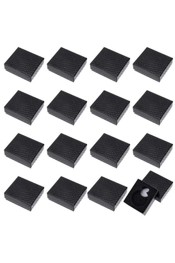 16 Pcs Pocket Watch Display Box Black Rhombus Textured Watch Packaging Boxes Pocket Watch Gift Box for Business Trips Travel