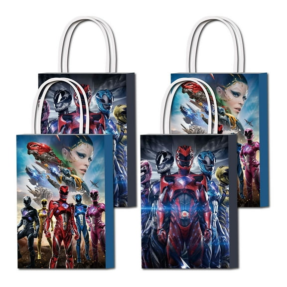16 Pcs For Power Rangers Theme Party Favor Bags,Birthday Party Bags,Birthday Party Decorations With Handles Favor Bags Candy Gift Bags for Boy Girls Birthday Party