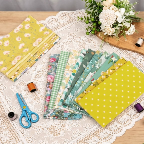 16 Pcs Quilting Cotton Fabric Squares Sheets,Floral Cotton Fabric Squares with Various Printed Pattern Washable DIY Sewing Craft Cloth for Handmade Ornament Making(100% cotton)
