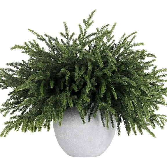 16 Pcs Real Touch Christmas Norfolk Pine Stems, 18" Artificial Norfolk Pine Branches Christmas Greenery Stems Picks Faux Plants for Vase DIY Crafts Garland Wreath Indoor Outdoor Home Decor