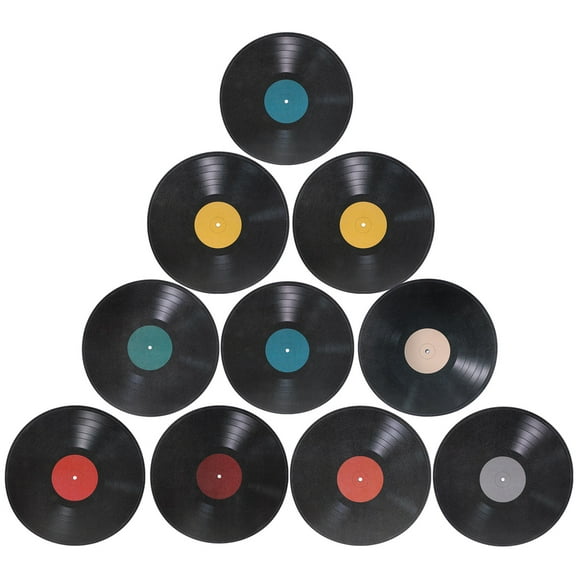 WEUVEB 16pcs Vinyl Record Sticker Decor Vinyl Wall Art Black PVC Vintage Room Design