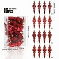 thumbnail image 1 of 16 Pcs Red 4" Finial Drop Christmas Ornament, Hanging Christmas Finial Ornaments, Plastic Shatterproof Decor for Xmas Tree Winter Holiday Party Supplies, Shiny, Matte, Glitter, Sequin, 1 of 9