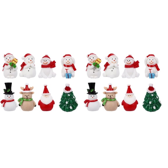 16 Pcs Resin Christmas Ornaments Rustic Decoration Small Miniature Ornament