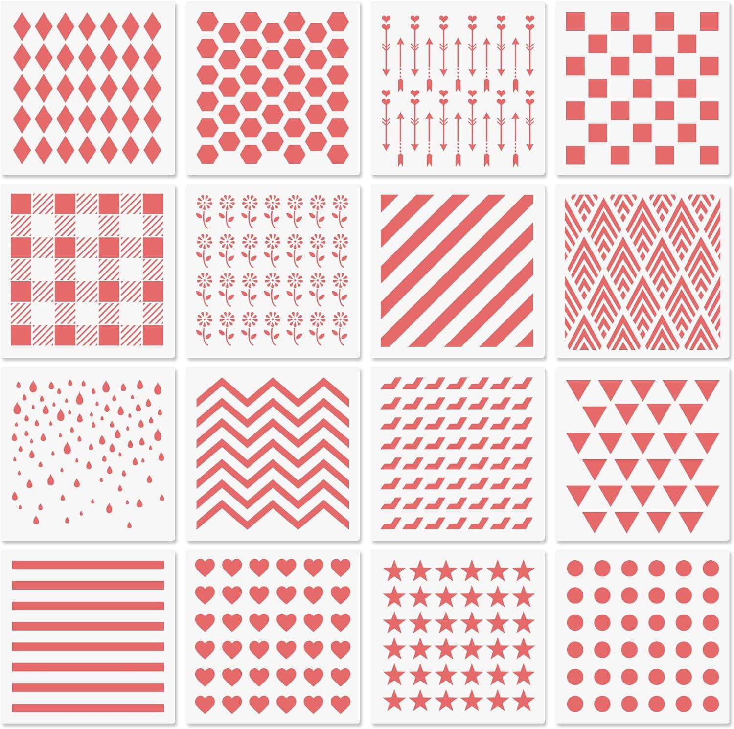 16 Pcs Reusable 6x6in Cookie Stencils for Royal Icing Cookies Perfect