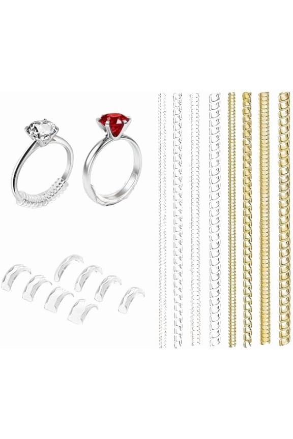 16 Pcs Ring Tightener for Loose Rings, Invisible Ring Size Adjuster, Ring Clips Make Ring Smaller Without Resizing, Ring Reducer for Loose Rings (Transparent & Gold)