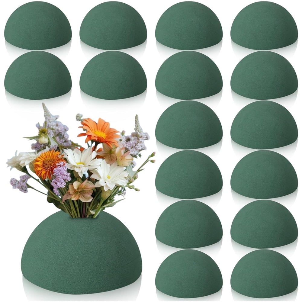 16 Pcs Round Floral Dry Foam,Half Ball Flower Foam,Green Foam Block ...
