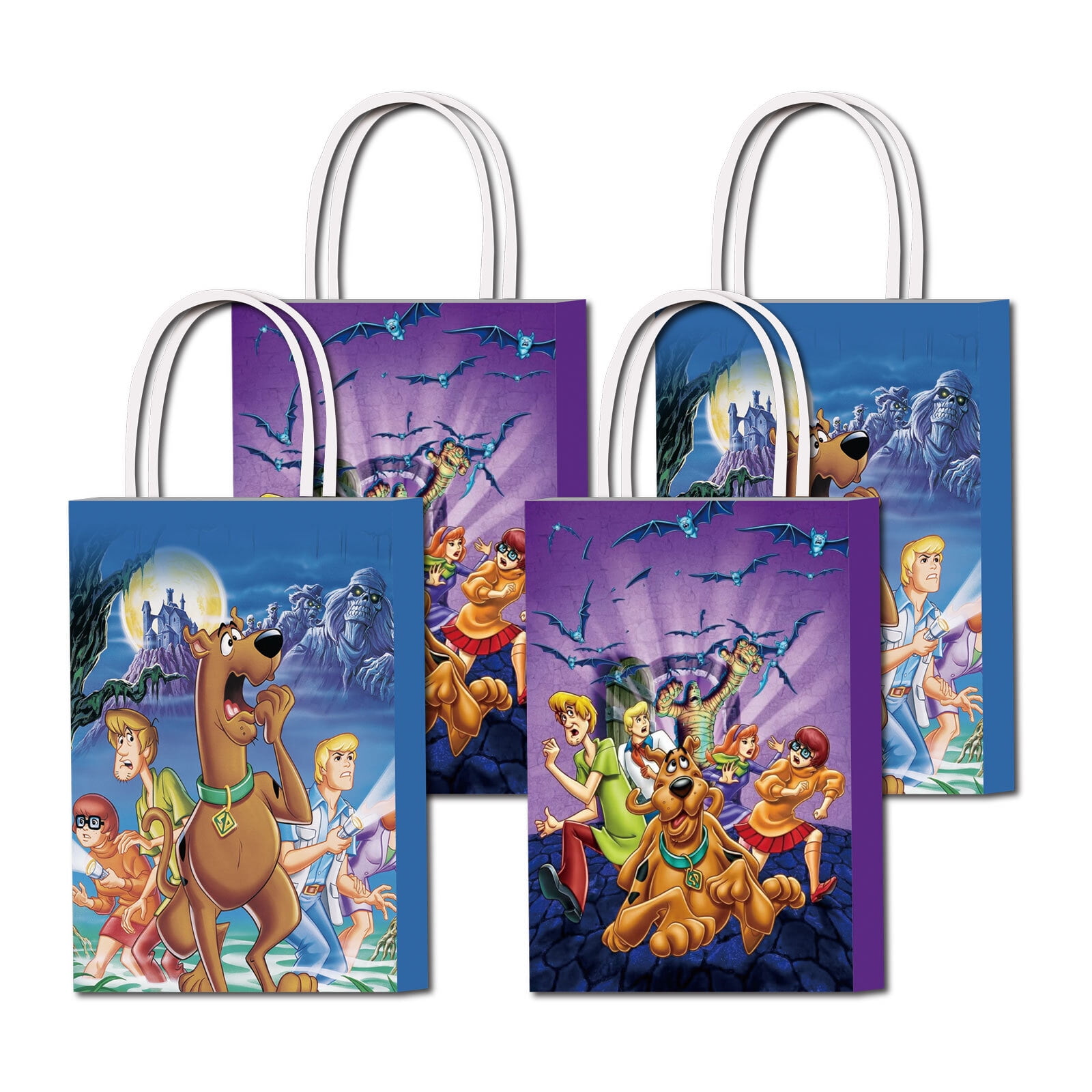 16 Pcs For Scooby Theme For Dog Doo Cartoon Party Favor Bags with Handles 2 Stylish Designs, Perfect for Candy, Gifts, and Birthday Party Decorations