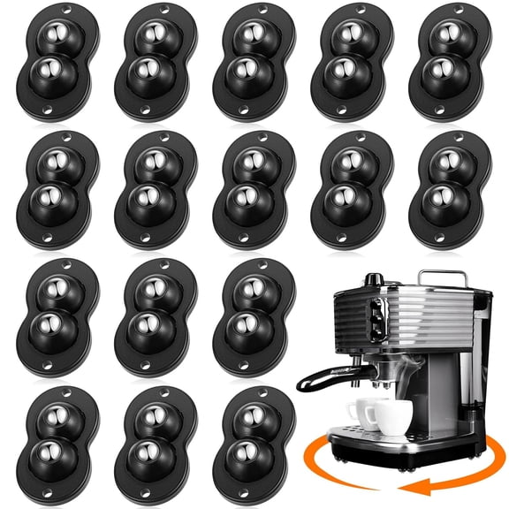 16 Pcs Self Adhesive Appliance Wheels, 360 Swivel Mini Casters with Dual Steel Ball Bearings for Stable Rolling, 55lbs Capacity No-Scratch Floor for Coffee Maker Trash Can Air Fryer Microwave