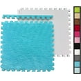 thumbnail image 1 of 16 Pcs Shaggy Interlocking Foam Carpet Tiles - 12" x 12", 16 Sq,Ft Kids Carpet Squares Protective Floor Mats Crawling Exercise Area Rugs for Children Room, Home or Classroom Use, Blue, 1 of 13