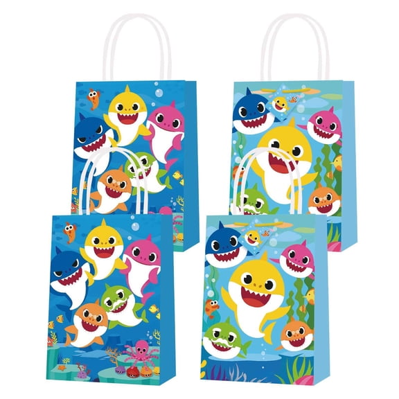 16 Pcs For Shark Cartoon Theme Party Bags,Prime 2 Styles Candy Treat Bags with Handles for Boy Girls Birthdays,Birthday Party Decorations,Celebrations,and Special Events