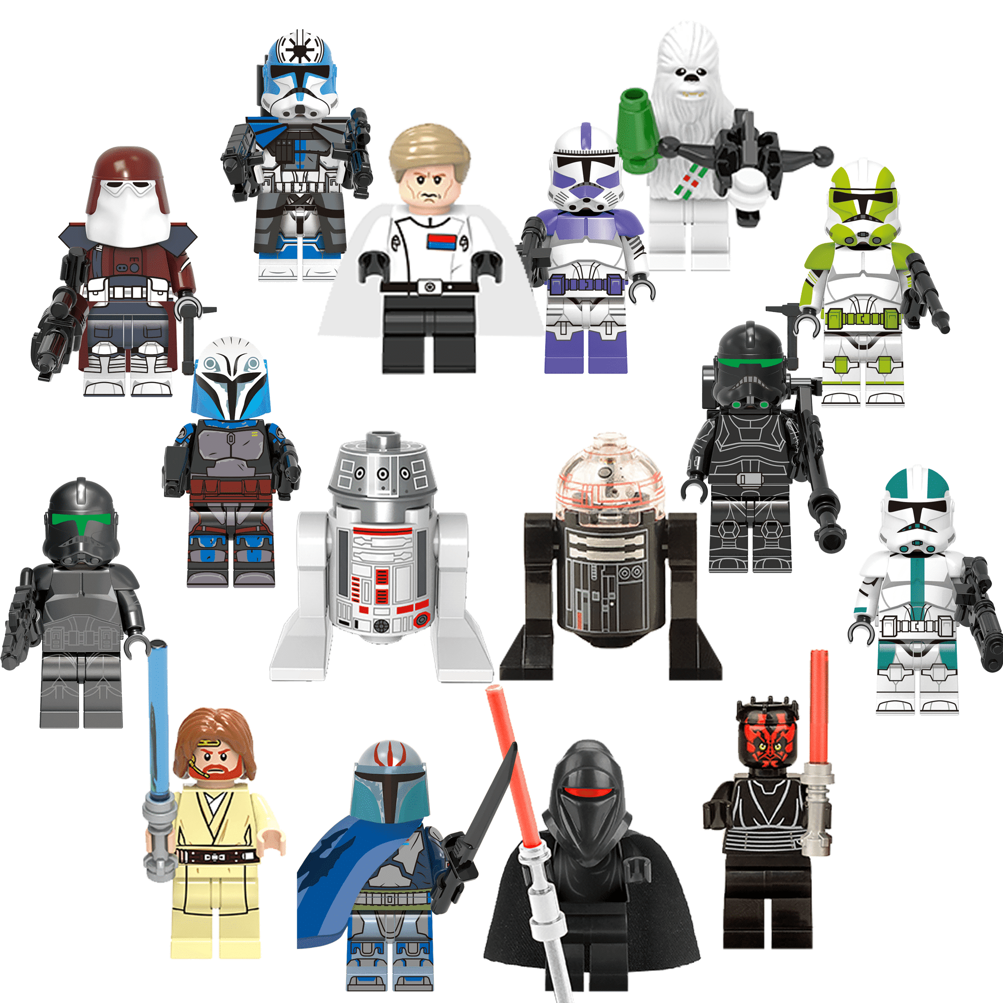 16 Pcs Star Wars Building Blocks Action Figures Battle Droids with