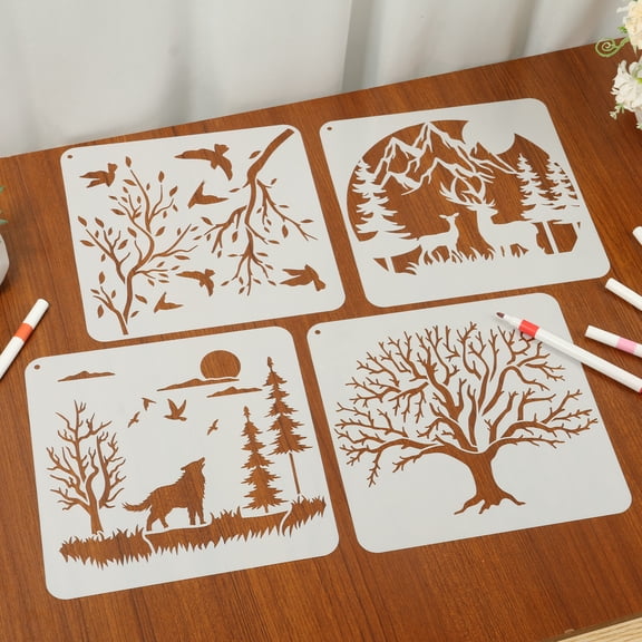 16 Pcs Stencils for Painting, 7.8" x 7.8" Reusable Animal Stencils for Window Glass Wall Doormat Wood Decoration