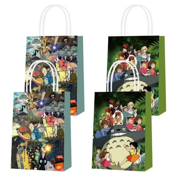 16 Pcs For Studio Ghibli Cartoon Theme Anime Party Decorations Bags Totoro 2 Styles Candy Gift Parties Supplies Bags Spirited Away with Handles for Party Favor Birthday and Celebrations