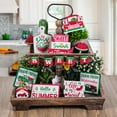 thumbnail image 1 of 16 Pcs Summer Tiered Tray Decor Wooden Gnomes Watermelon Truck Sweet Tabletop Trays Signs Spring Summer Fall Tiered Tray Items for Home Farmhouse Rustic Vintage Kitchen Decorations, 1 of 6