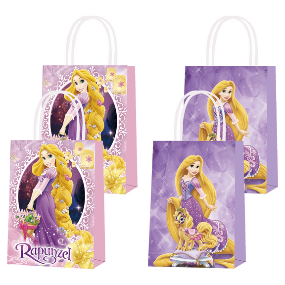 16 Pcs For Tangled Theme For Princess Birthday Party Bags,Party Favor Bags,Birthday Party Decorations,With Handles Favor Bags Candy Gift Bags,All-in-One Party Supply Set