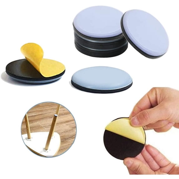 16 Pcs Teflon Furniture Glides Round Self Adhesive Chair Legs PTFE Glides Floor Protectors for Furniture Easy Moving Chair Glides Wooden Floor Glides Glides - 30mm x 30mm