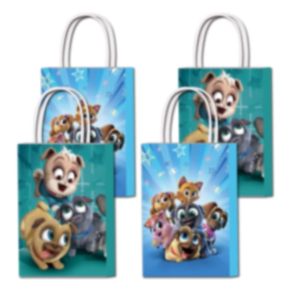 16 Pcs Theme Party Favor Bags,Birthday Party Bags,Birthday Party Decorations 2 Styles With Handles Favor Bags Candy Gift Bags for Birthday Party