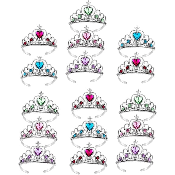 16 Pcs Tiaras Crown Set, Princess Dress Up Costume Birthday Party Favors Accessories Kid Birthday