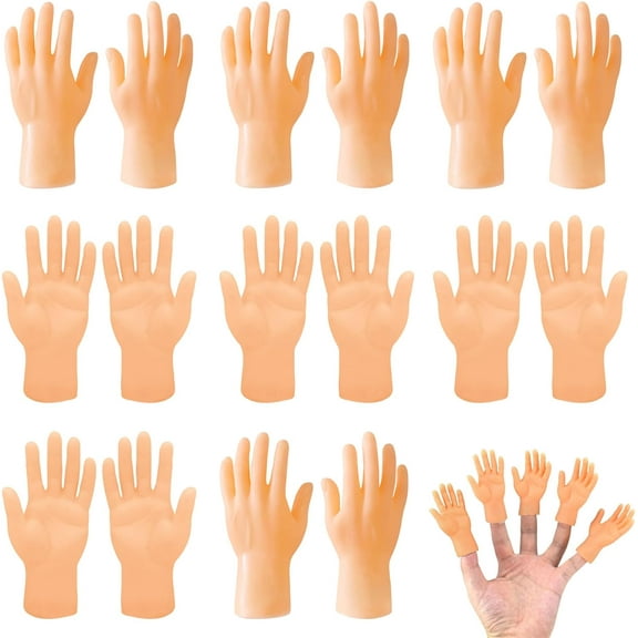16 Pcs Tiny Finger Hands Mini Realistic Little Small Hands Puppets for Show Gag Performance Party Favors, 8 Left & 8 Right