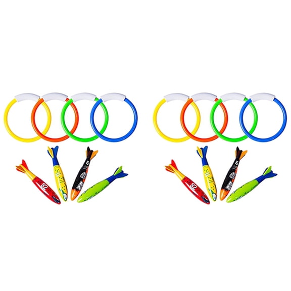 16 Pcs Underwater Swimming Pool Diving Rings, Diving Throw Bandits Toys for Kids Gift Set. Training Dive Toys
