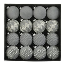 16 Pcs Velvet Christmas Balls Flocked Christmas Tree Ornaments Plastic Balls Xmas Decorative Hanging Ornaments Christmas Tree Decoration,Gray