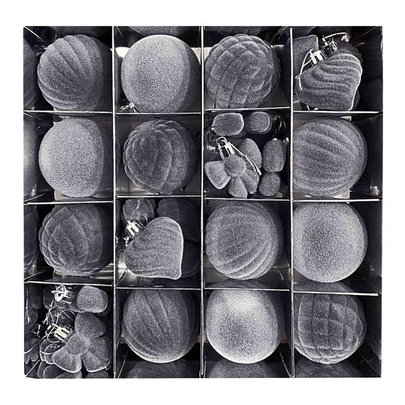 16 Pcs Velvet Christmas Balls Hanging Ornaments Set, 2.4" Shatterproof Plastic Flocked Christmas Tree Balls Xmas Decorations Festival Holiday Party Decor