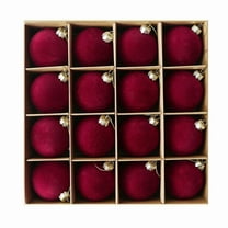 16 Pcs Velvet Christmas Tree Ornaments - Flocked Plastic Balls for Holiday Decor, Hanging Ornaments for Christmas Tree and Festive Parties