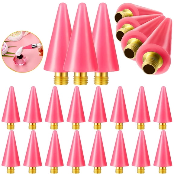16 Pcs Wax Tips for Nail Rhinestones Replacement Diamond Painting Head Tips Rhinestone Picker Tool for Nail Dotting Pen to Pick Up Nail Gem Jewelry, Wax Head Accessories(Pink)