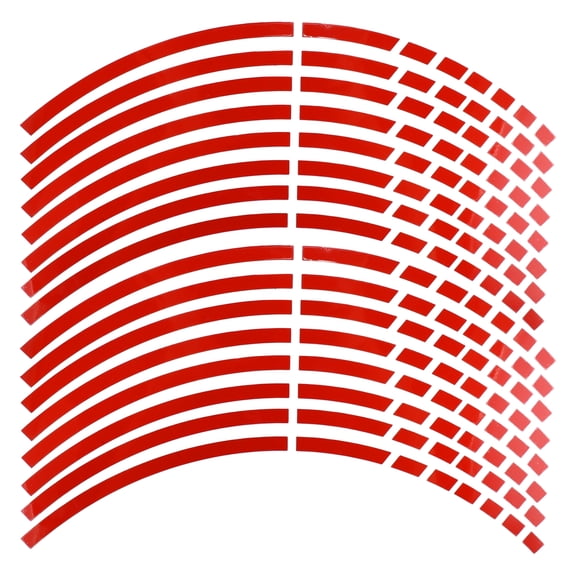 16 Pcs Wheel Rim Stickers Arc-Shape Car Wheel Rim Tapes Decoration Stickers for 18" Rim Red PET