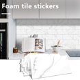 thumbnail image 1 of 16 Pcs White Marble Peel &amp; Stick Backsplash Tiles - Waterproof PVC Wall Stickers for Kitchen, Bathroom, Laundry Room - Self-Adhesive, Easy DIY Renovation Decor, 1 of 9