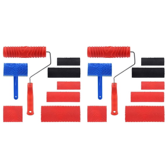 16 Pcs Wood Graining Painting Tool Set, Rubber Empaistic Grain Pattern Roller with Handle, for DIY Wall Room Decoration