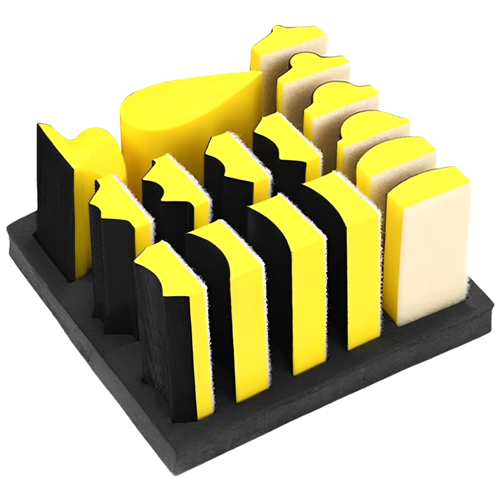16 Pcs Yellow Woodworking Orbital Sanding Pad Set, 7.5 x 7.1 x 3.1 in ...