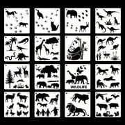 16 Pcs for Creative PET Painting Stencil Reusable Hollow-out Wild Drawing Template Set for Dra