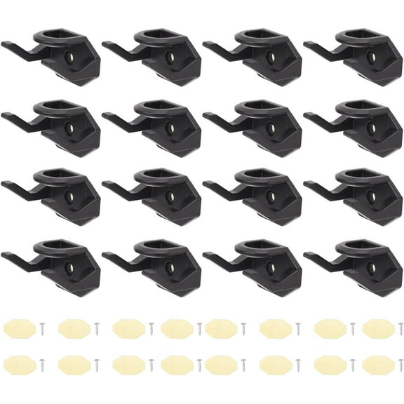 16 PcsHat Hooks for Baseball Caps, Wall Mounted Hat Holder, Metal Adhesive Hat Rack Display Hooks for Hat Coat Robe Towel Bag, Black