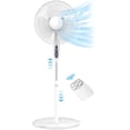 thumbnail image 1 of 16" Pedestal Fan, Adjustable Oscillating DC Standing Fan with Remote for Home, 3 Speeds, Less Noise Cooling Fan, White, 1 of 11