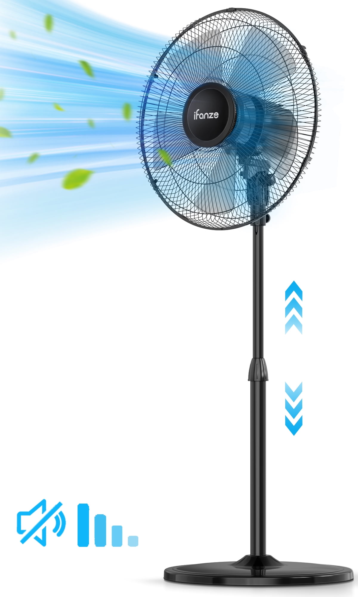 16" Pedestal Fan with 3Speeds, Oscillating Stand up Fan with