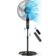 16" Pedestal Fan with Remote, 3-Speed Height Adjustment Standing Fan 10H Timer Oscillating Cooling Fan for Bedroom Home Office(Black)