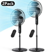 2 Pack 16'' Pedestal Oscillating Fan with Remote Control, Stand Up Fan Adjustable Height, 3-Speed, Electric Cooling Fans for Bedroom Home Office Use