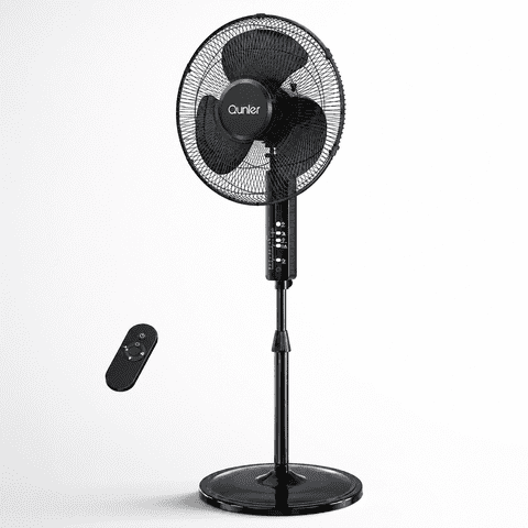 16" Oscillating Standing Fan with Remote, 3-Speed, Height Adjustment Pedestal Fan, 10H Timer Quiet Fan for Home Bedroom Office