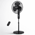 thumbnail interactive-video image 1 of 16" Oscillating Standing Fan with Remote, 3-Speed, Height Adjustment Pedestal Fan, 10H Timer Quiet Fan for Home Bedroom Office, 1 of 12