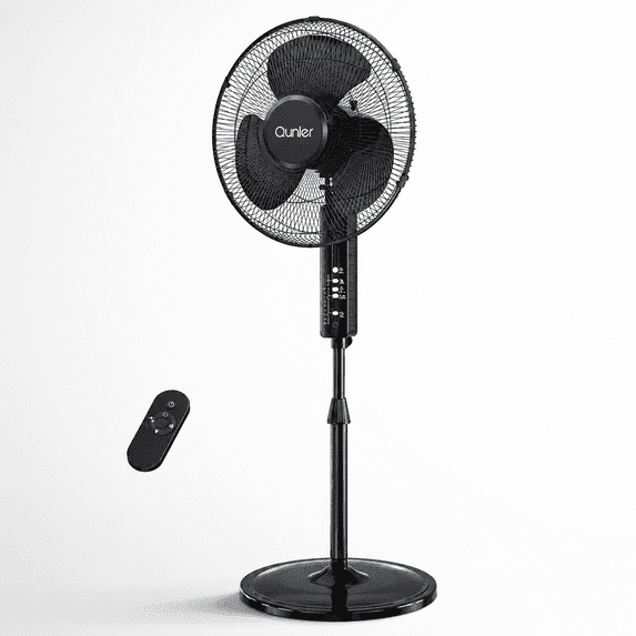 16" Oscillating Standing Fan with Remote, 3-Speed, Height Adjustment Pedestal Fan, 10H Timer Quiet Fan for Home Bedroom Office