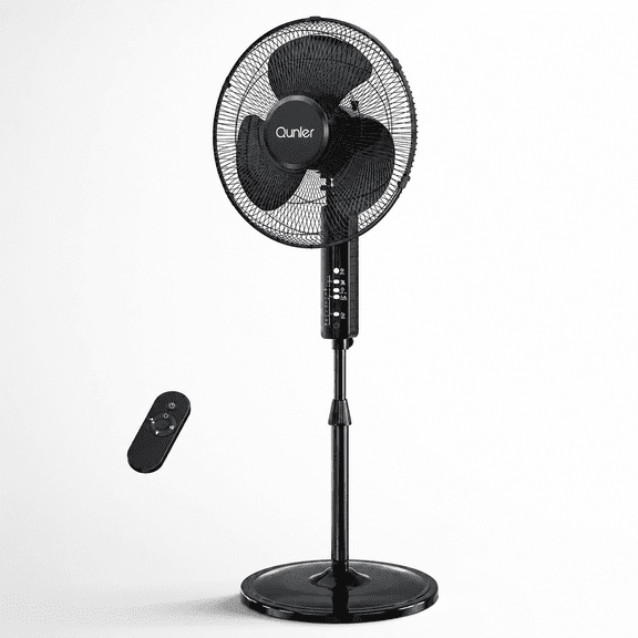 16" Oscillating Standing Fan with Remote, 3-Speed, Height Adjustment Pedestal Fan, 10H Timer Quiet Fan for Home Bedroom Office