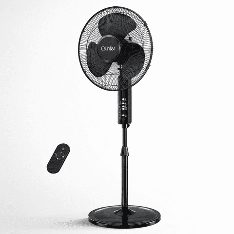 16" Oscillating Standing Fan with Remote, 3-Speed, Height Adjustment Pedestal Fan, 10H Timer Quiet Fan for Home Bedroom Office