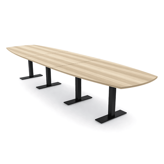 16 Person Arc Boat Modular Powered Conference Table Metal T-Bases