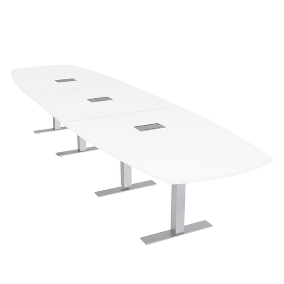 16 Person Arc Boat Modular Powered Conference Table Metal T-Bases